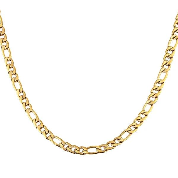 Shining spark necklace-Classy Men 11mm Gold Figaro Chain Necklace