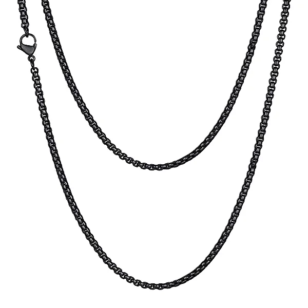 Spectral set necklace-Classy Men 2mm Black Box Chain Necklace