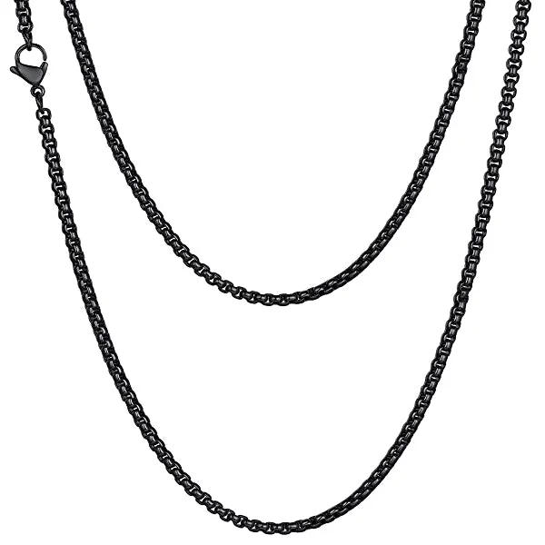 Apex pendant necklace-Classy Men 3mm Black Box Chain Necklace