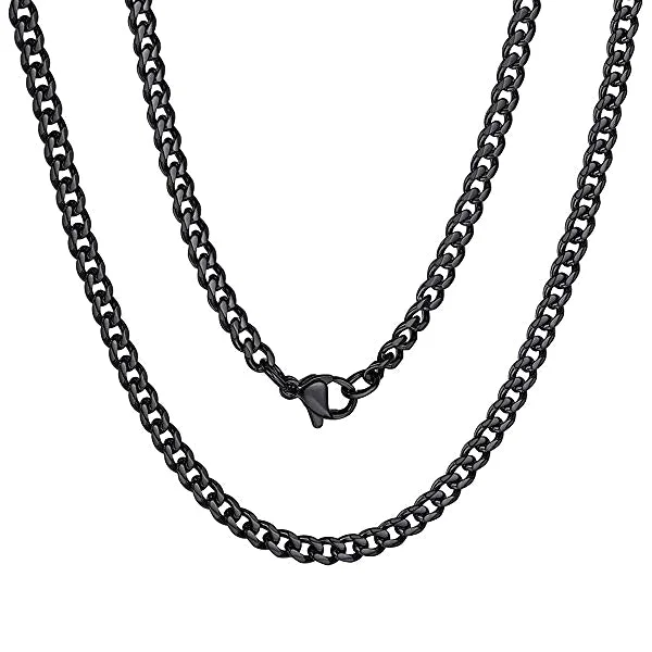 Pearl seed necklace-Classy Men 3mm Black Curb Chain Necklace