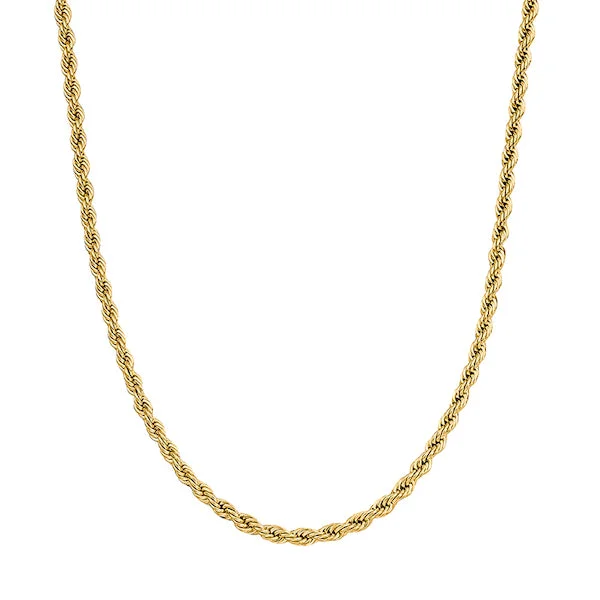 Flax seed necklace-Classy Men 3mm Twisted Gold Rope Chain Necklace