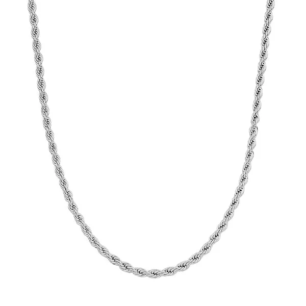 Savanna grass necklace-Classy Men 3mm Twisted Silver Rope Chain Necklace