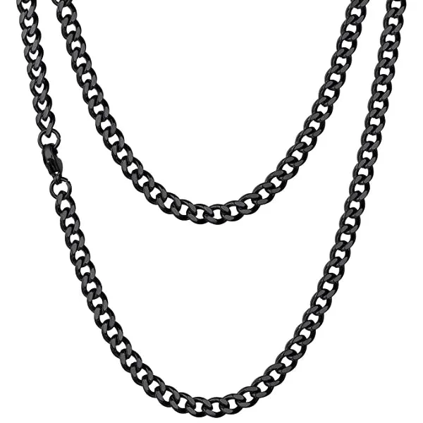 Crystal vein necklace-Classy Men 4.5mm Black Curb Chain Necklace