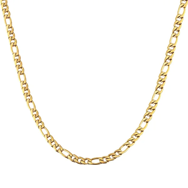 Scratched finish necklace-Classy Men 4.5mm Gold Figaro Chain Necklace