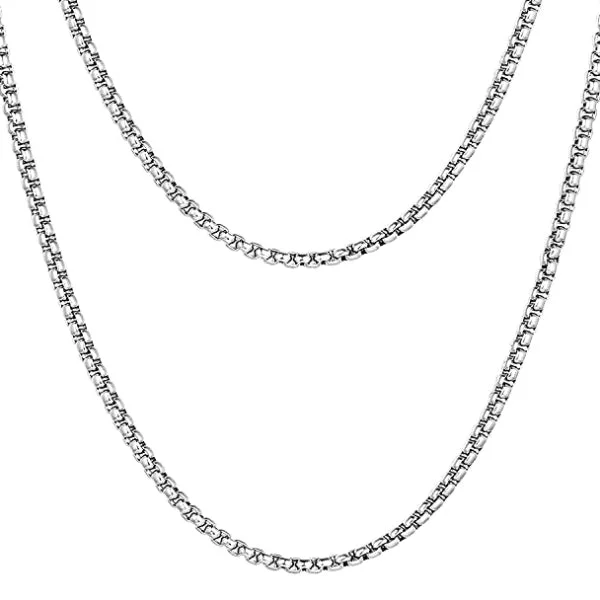 Plaid check necklace-Classy Men 4mm Silver Box Chain Necklace