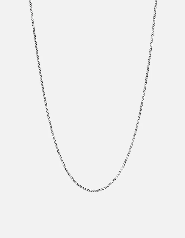 Grooved rim necklace-1.3mm Cuban Chain Necklace, Sterling Silver