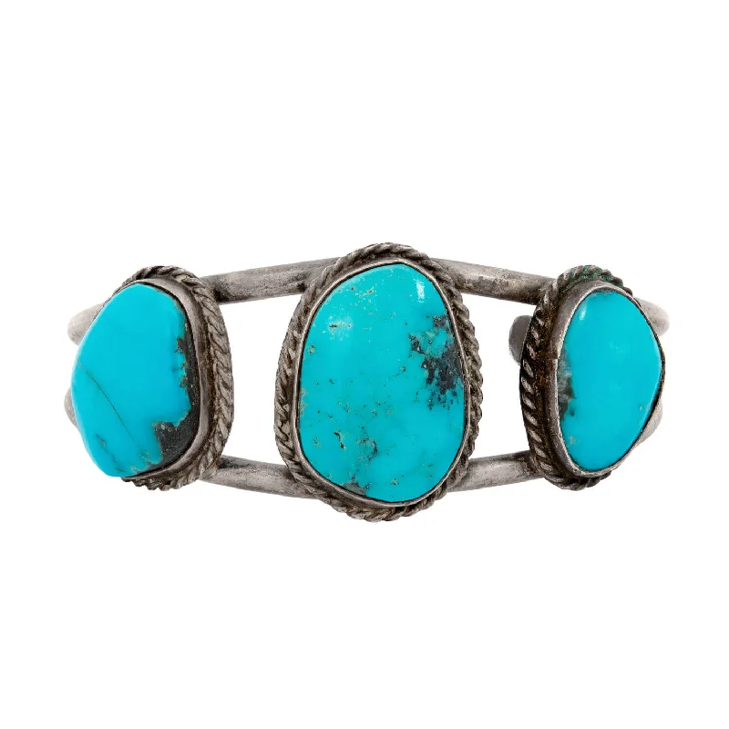 Wave-shaped zircon bracelet-Retro Pawn Native American Cuff Bracelet