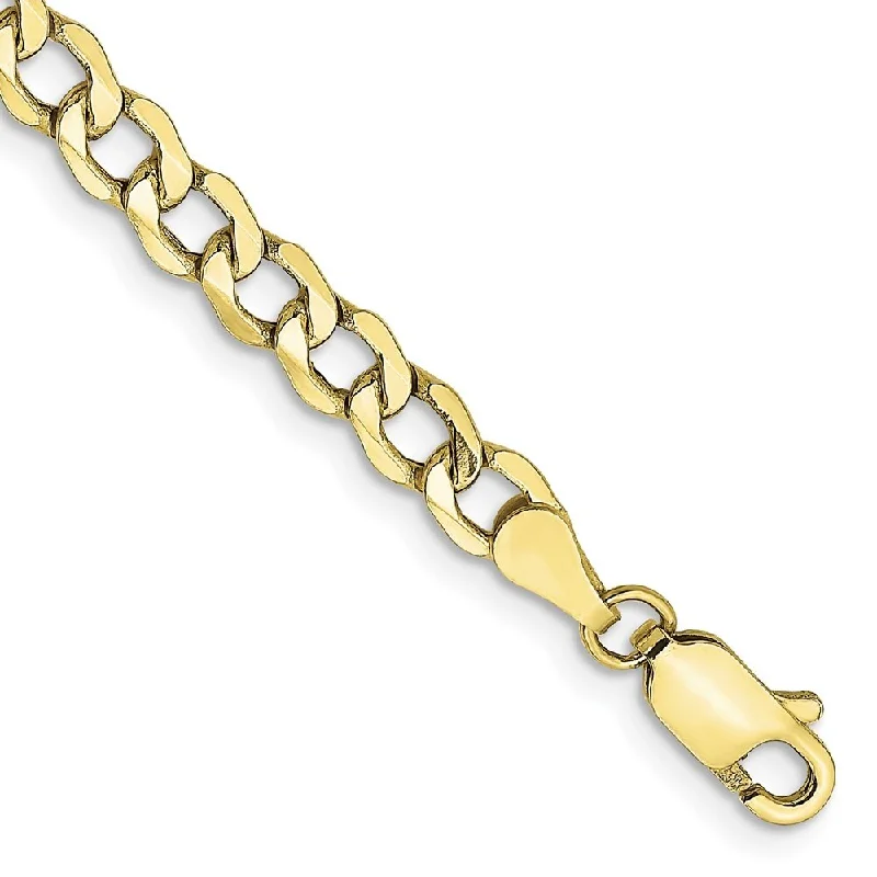 Pearl seed bracelet-10k Yellow Gold 4.3mm Semi-Solid Curb Link Chain Bracelet, 7"