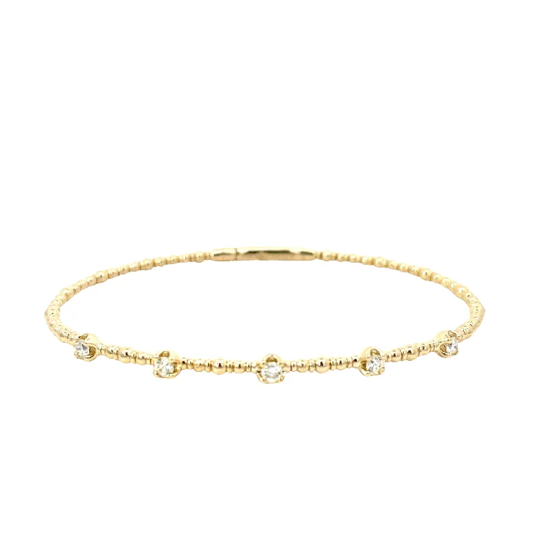 Bunched stone bracelet-14 Karat Yellow Gold Diamonds Bangle Bracelet