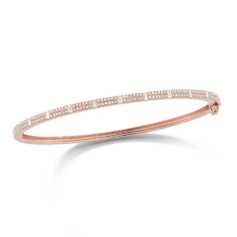 Ash husk bracelet-Round & Baguette Diamond Bangle Bracelet