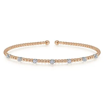 Creek stone bracelet-14K White and Rose Gold 0.20ctw Diamond Bangle Bracelet