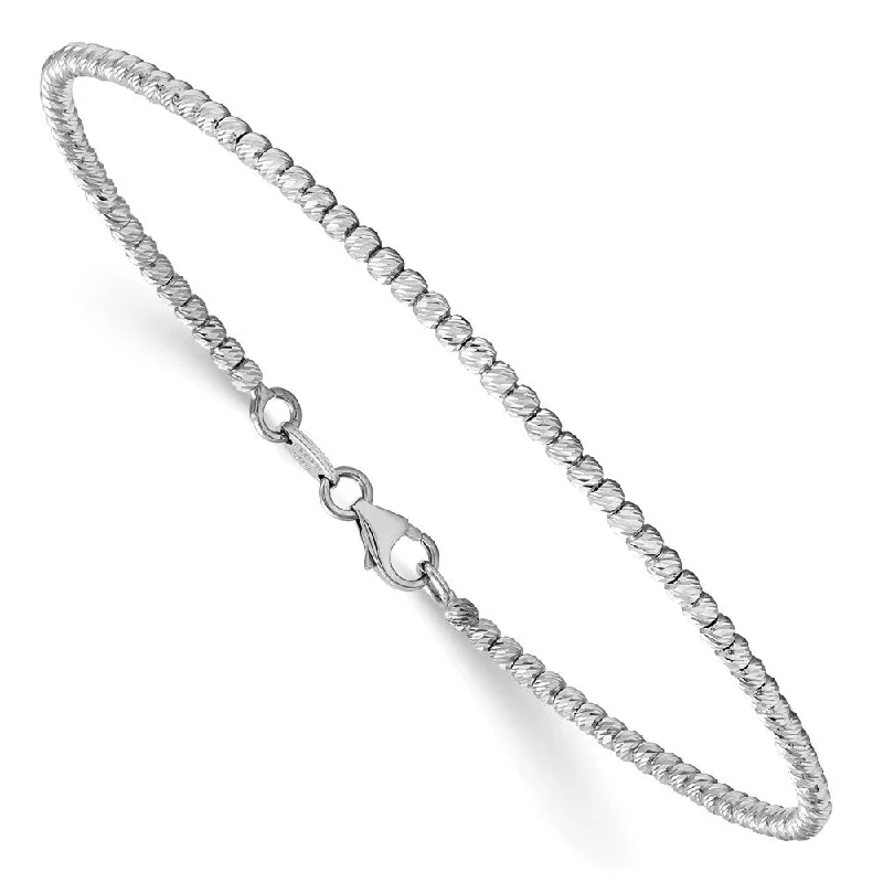 Opal glass bracelet-14k White Gold 2mm Diamond-Cut Beaded Bracelet, 7"