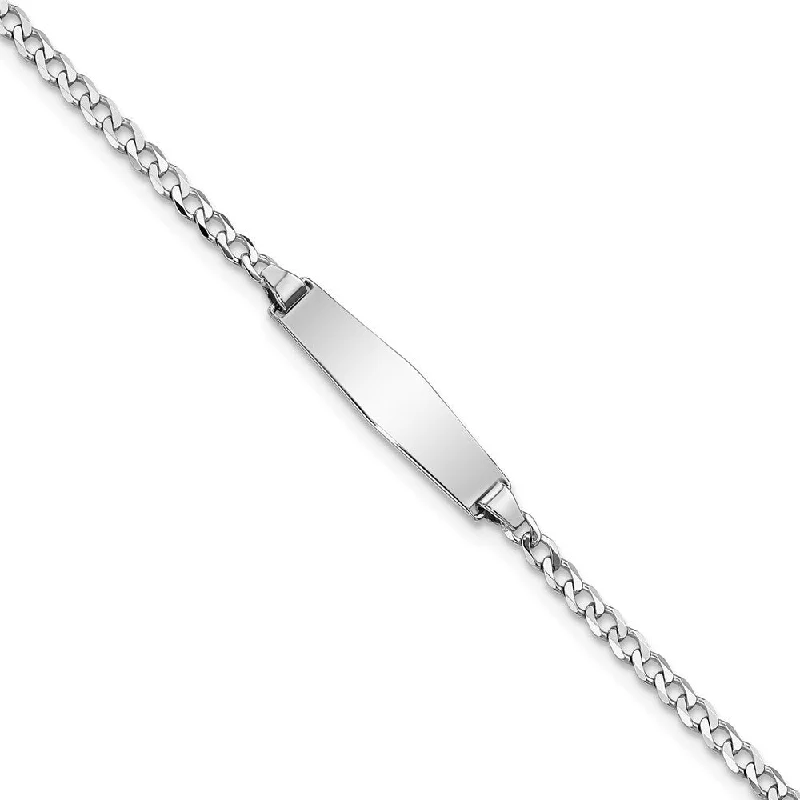 Cotton braid bracelet-14k White Gold 5.5mm Soft Diamond Shape Flat Curb Link ID Bracelet, 7"