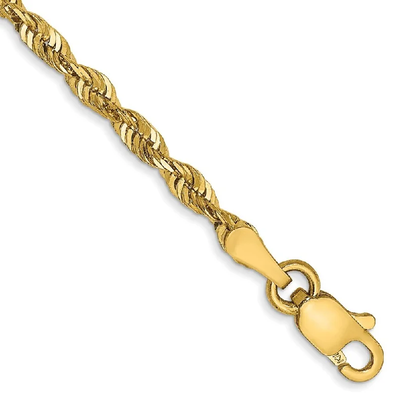 Ridge link bracelet-14k Yellow Gold 2.5mm Extra-Light Diamond-Cut Rope Chain Bracelet, 7"