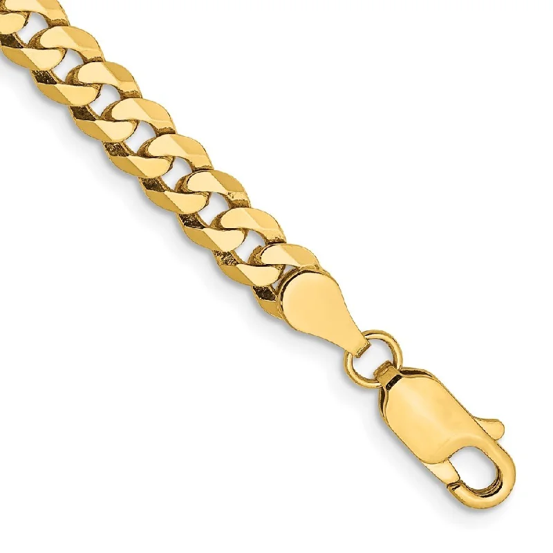 Twin gem bracelet-14k Yellow Gold 4.75mm Flat Beveled Curb Chain Bracelet, 7"