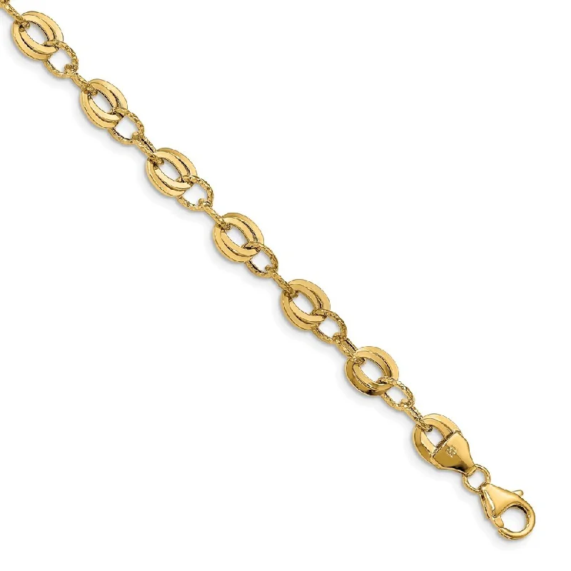 Soft stripe bracelet-14k Yellow Gold 6.5mm Diamond-Cut Fancy Link Bracelet, 7.5"