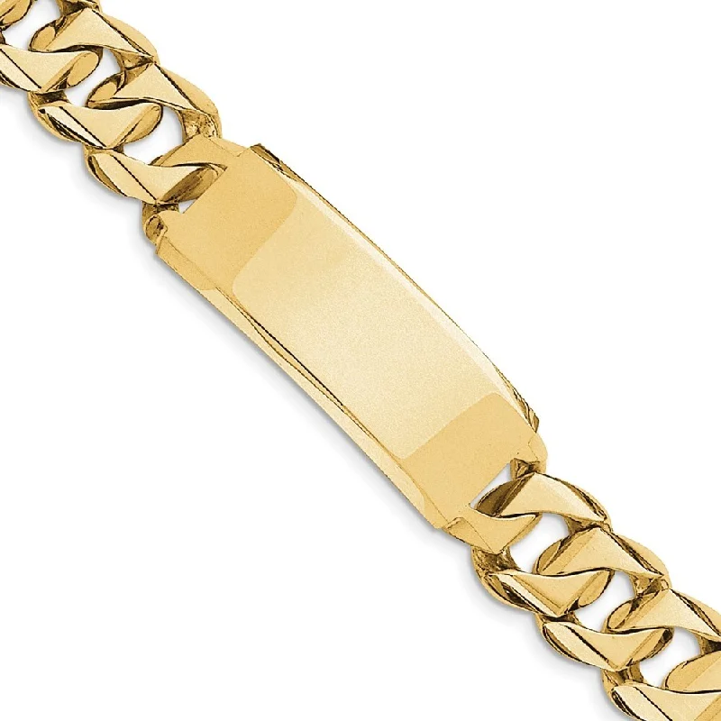 Steel forged bracelet-14k Yellow Gold Hand-polished Heavy Curb Link ID Bracelet, 8.5"