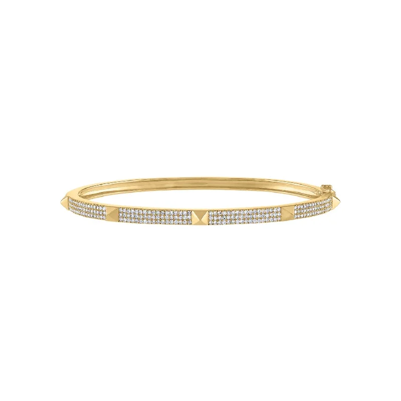 Multi-stack bracelet-14KT GOLD DIAMOND PYRAMID BANGLE BRACELET