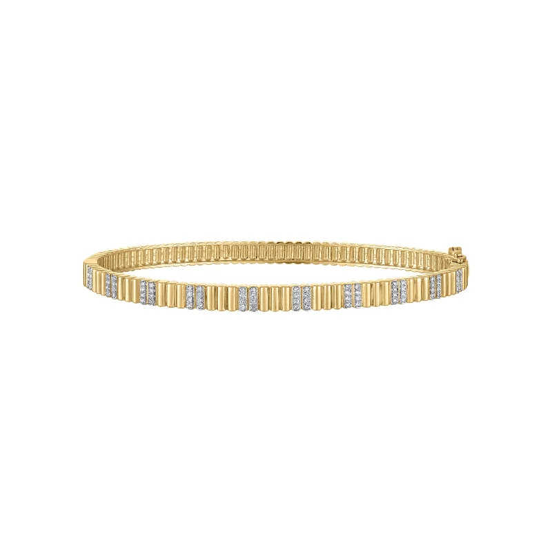 Vine wrap bracelet-14KT GOLD PAVE DIAMOND RIDGE BANGLE