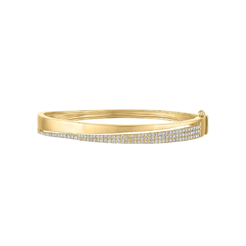 Apex charm bracelet-14KY GOLD PAVE DIAMOND DIAGNONAL SLIT BANGLE BRACELET