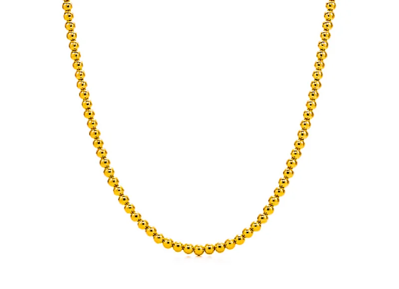 Regency curve necklace-18k Gold Bead Necklace - 5mm