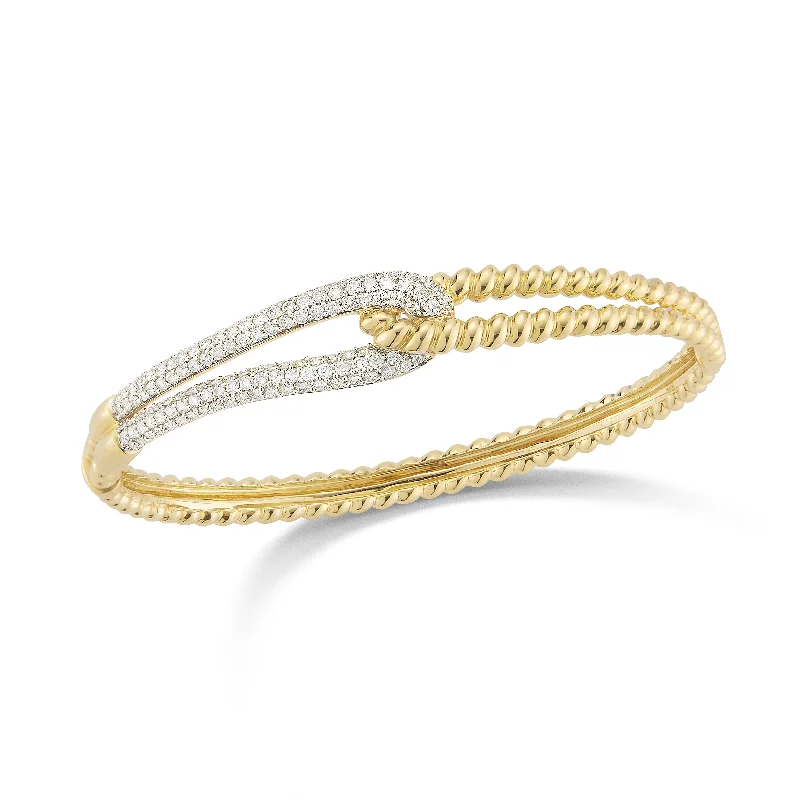 Shining spark bracelet-Large Diamond Linked Rope Bangle Bracelet