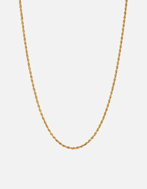 Coral ruby necklace-2.4mm Rope Chain Necklace, Gold Vermeil