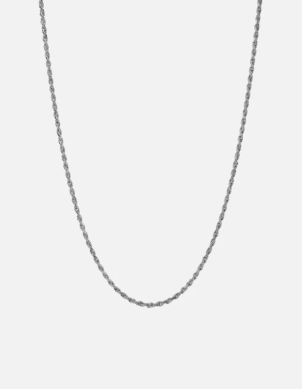 Onyx black necklace-2.4mm Rope Chain Necklace, Sterling Silver