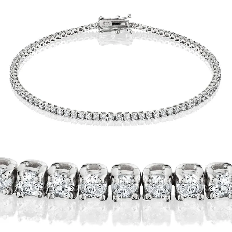 Jointed gem bracelet-2ct Lab Created Diamond Tennis Bracelet 14K White Gold 7"