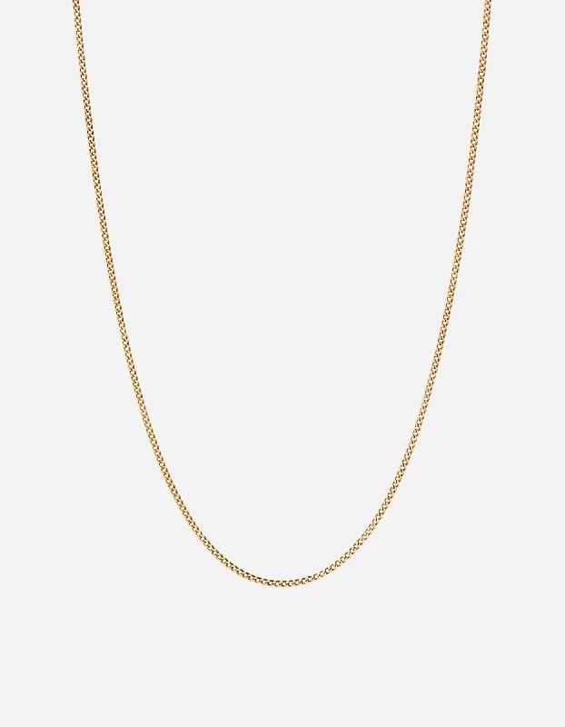 Cracked rind necklace-2mm Cuban Chain Necklace, Gold