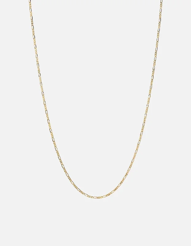 Crystal vein necklace-2mm Figaro Chain Necklace, Gold Vermeil