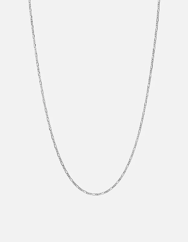 Glow druzy necklace-2mm Figaro Chain Necklace, Sterling Silver