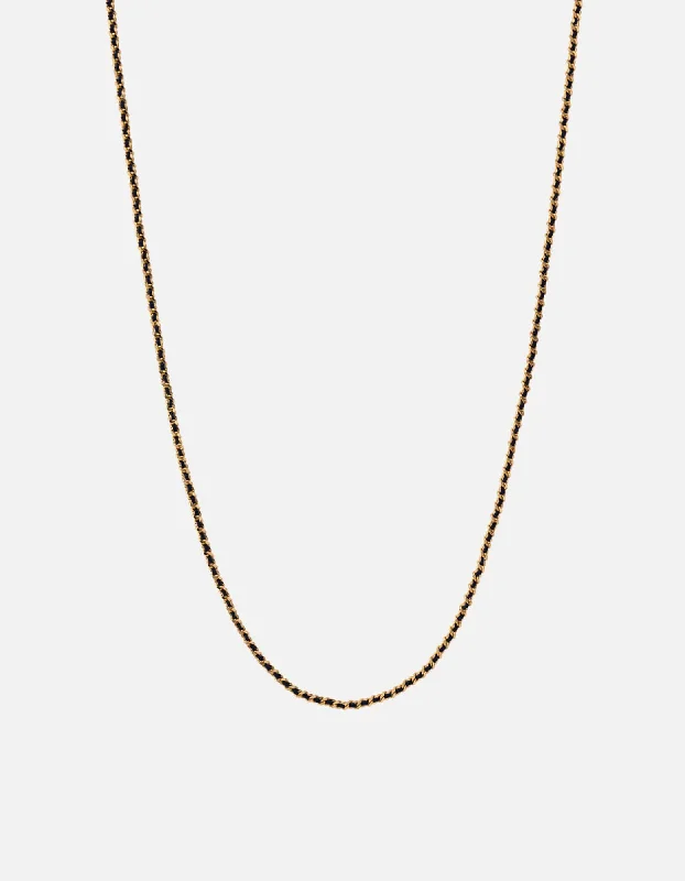 Birch bead necklace-2mm Woven Chain Necklace, Gold Vermeil