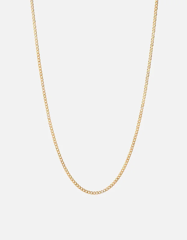 Hooked clasp necklace-3mm Cuban Chain Necklace, Gold