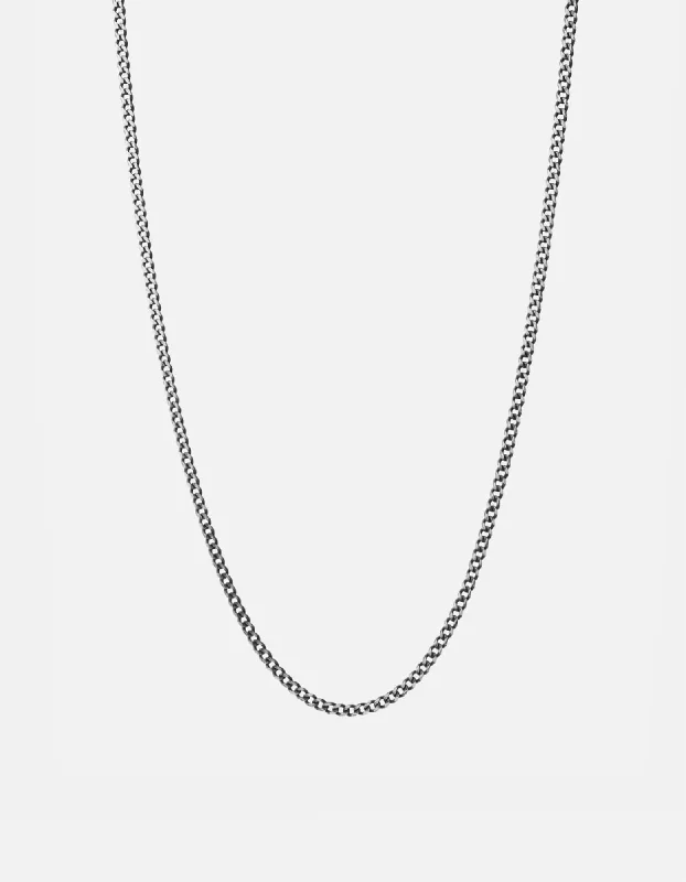 Chipped chain necklace-3mm Cuban Chain Necklace, Sterling Silver