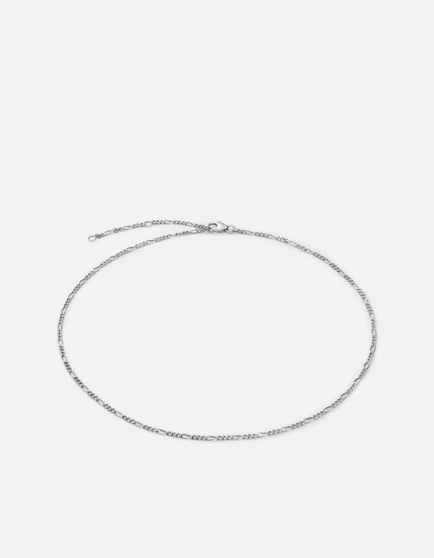 Knotted design necklace-3mm Figaro Chain Choker, Sterling Silver