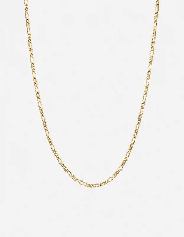 Rough-hewn necklace-3mm Figaro Chain Necklace, Gold Vermeil