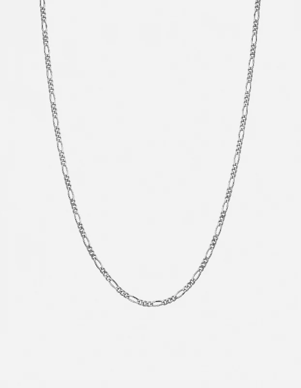 Fourteen-drop necklace-3mm Figaro Chain Necklace, Sterling Silver