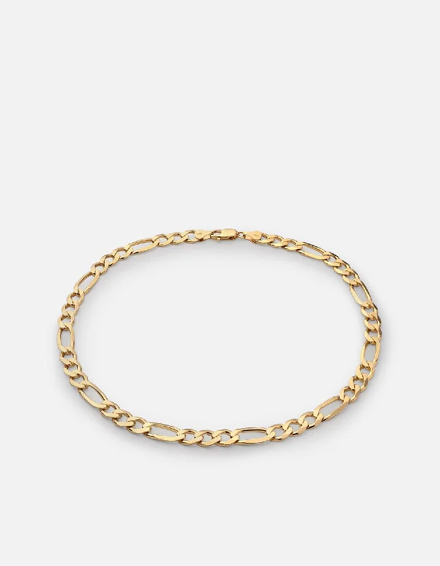 Dotted finish necklace-4.5mm Figaro Chain Choker, Gold Vermeil