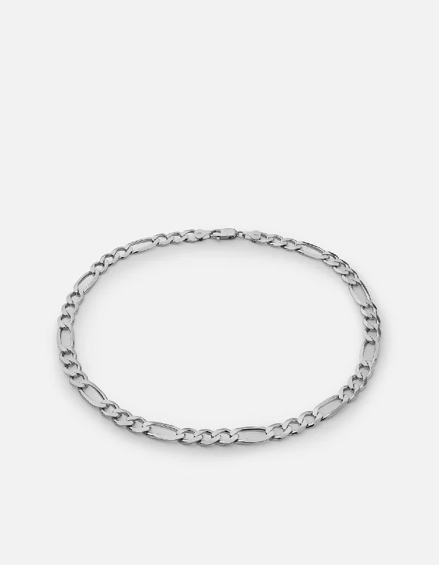 Angled rim necklace-4.5mm Figaro Chain Choker, Sterling Silver