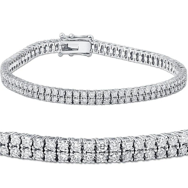 Brass forged bracelet-4 Ct Diamond Tennis Bracelet Double Row Lab Grown 7" 18k White Gold