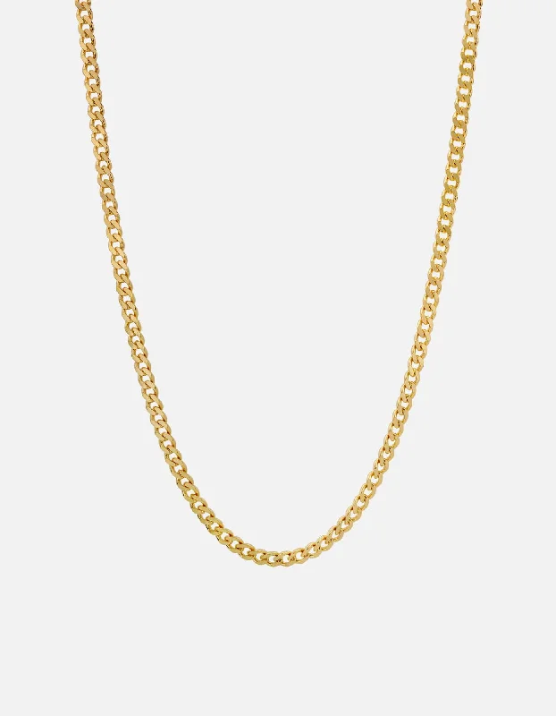 Pine bark necklace-4mm Cuban Chain Necklace, Gold Vermeil