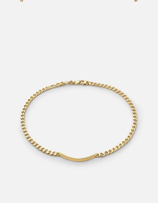 Tiered gem necklace-4mm ID Cuban Chain Choker, Gold Vermeil