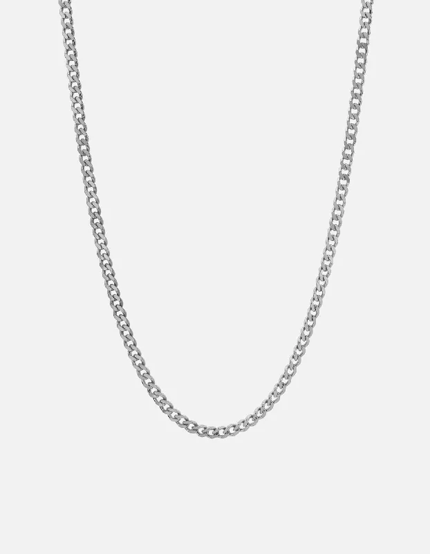 Willow wood necklace-4mm Cuban Chain Necklace, Sterling Silver