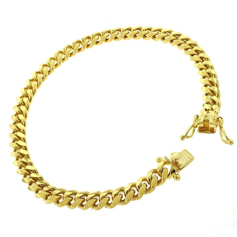 Ribbed edge necklace-Authentic 14k Yellow Gold 6mm Solid Miami Cuban Curb Link Thick Necklace Chain 8.5", Men & Women, In Style Designz