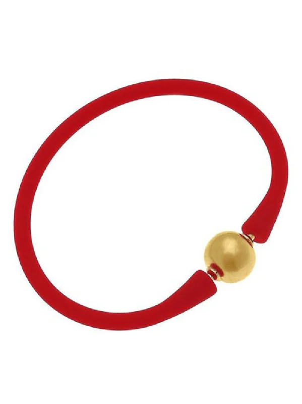 Oat stem bracelet-Bali Bracelet Gold Ball Bead - Red