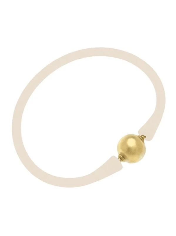 Tidal vortex bracelet-Bali Bracelet Gold Ball Bead - White