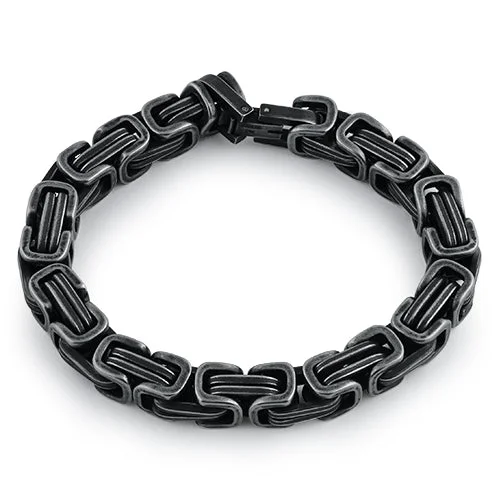 Cracked rind bracelet-Black Stainless Steel Bracelet