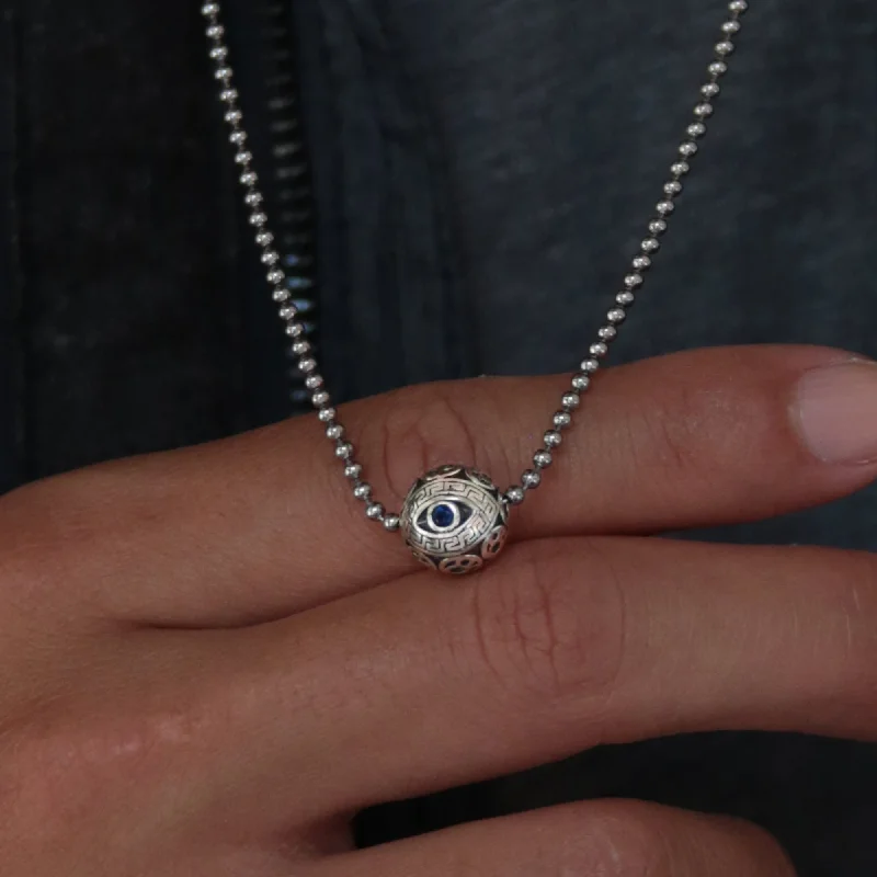 Opal glass necklace-Blue Evil Eye Necklace