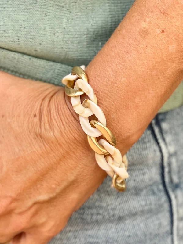 Oak twig bracelet-Confidence Curb Chain Bracelet - Marbled Beige